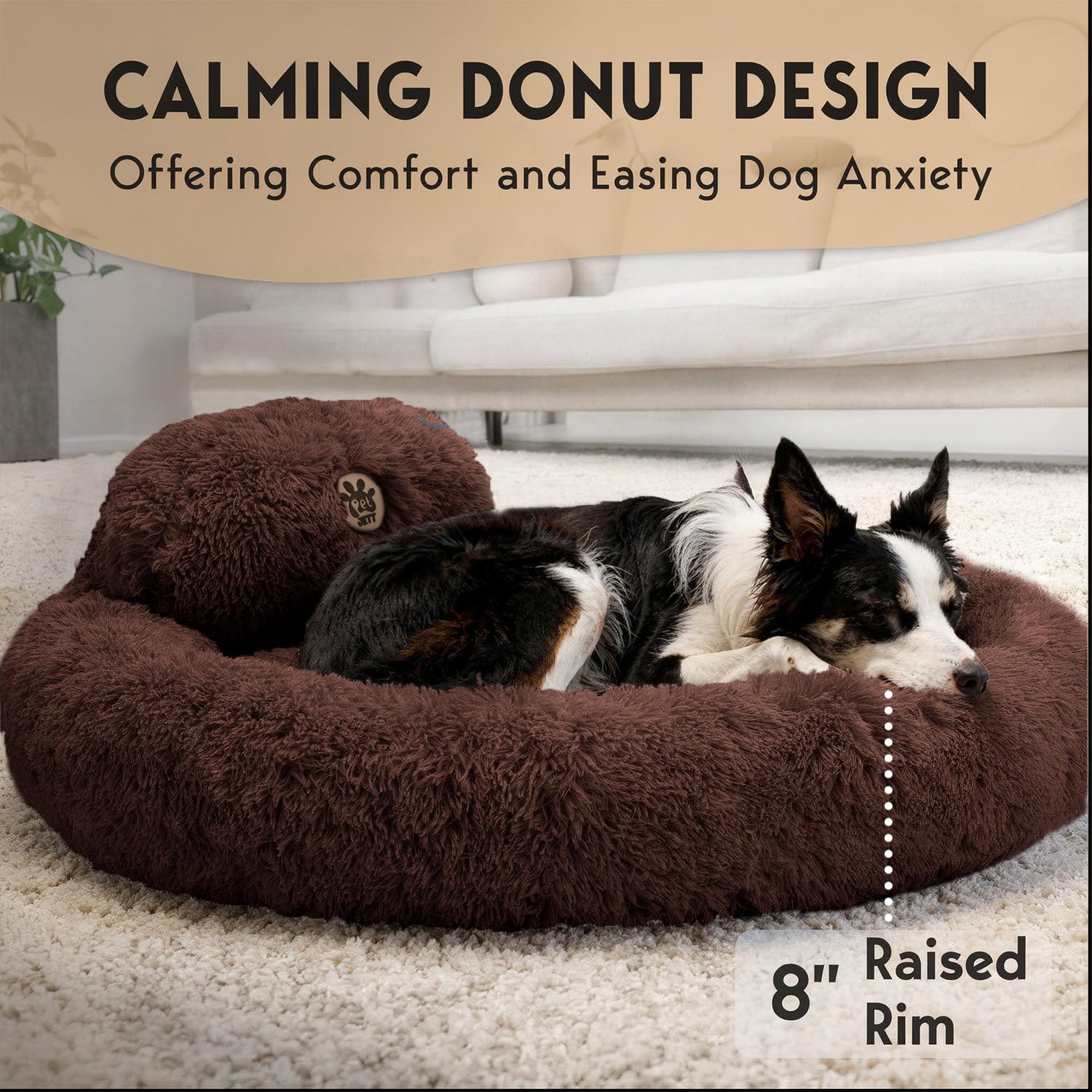 PetJett round bed support pillow delivers head and neck comfort.