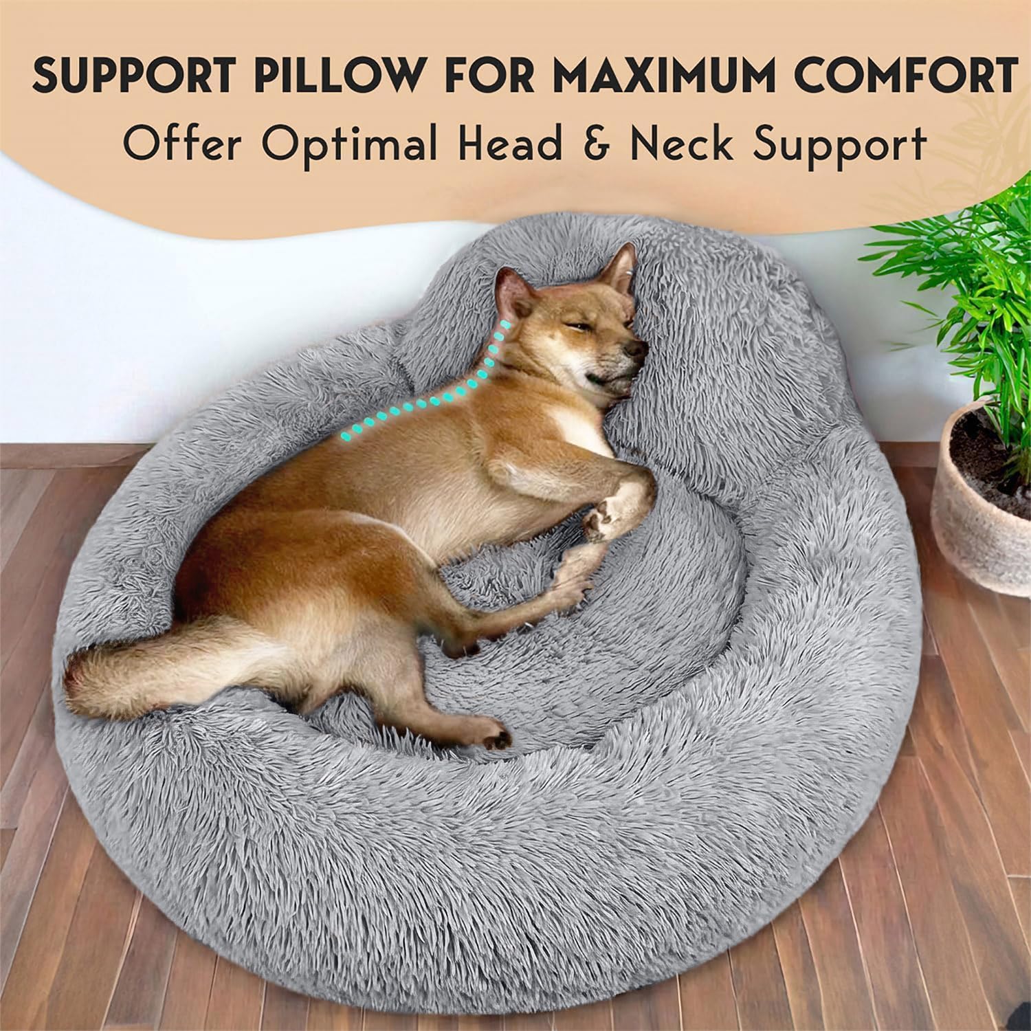 PetJett round bed with anti-slip bottom keeping a dog secure during rest