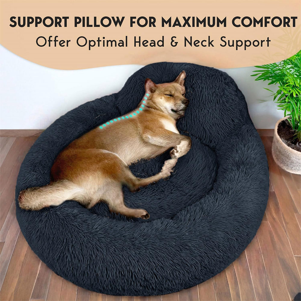 PetJett soft plush dog bed grey for cozy naps and warmth.