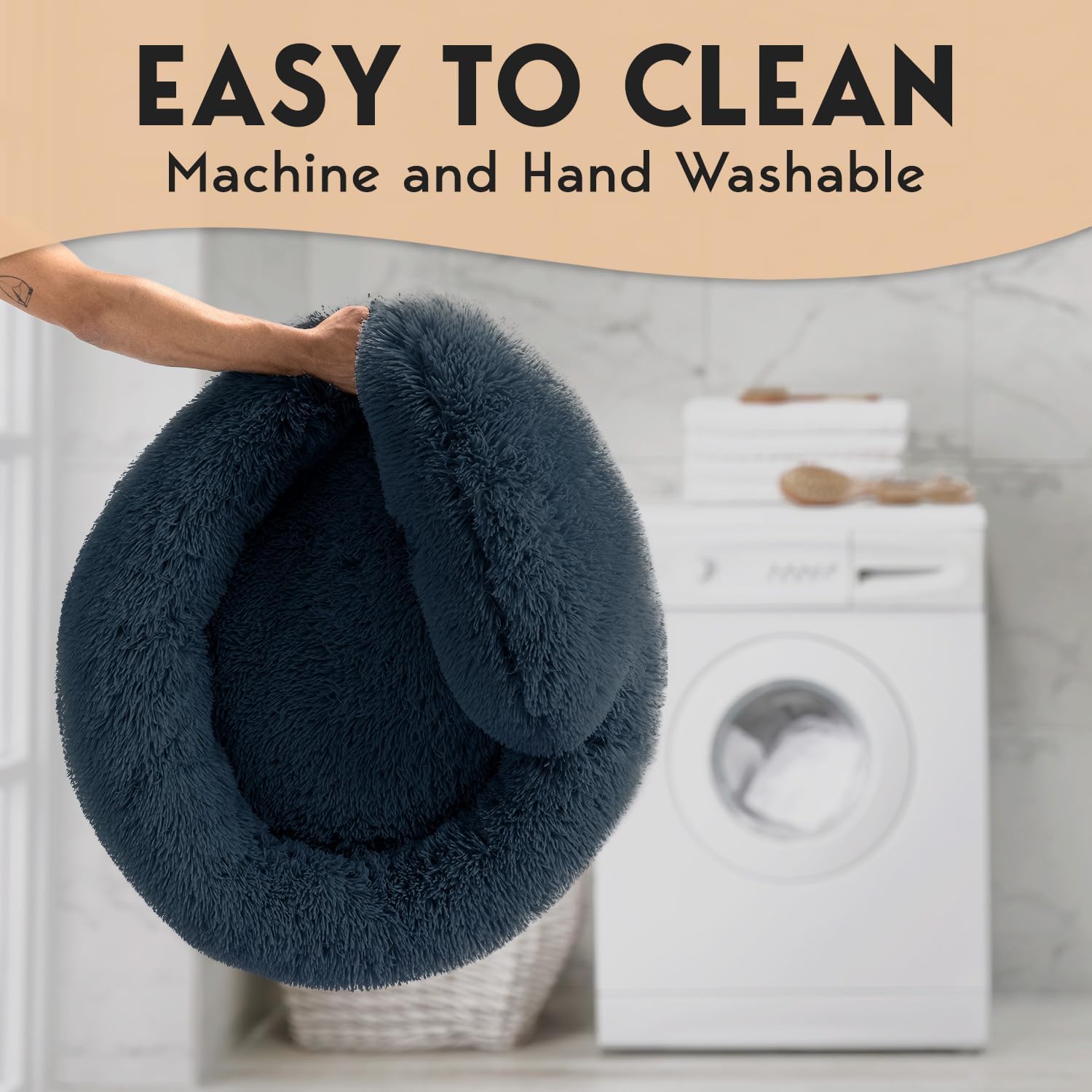 PetJett washable dog bed is machine friendly for easy cleaning.