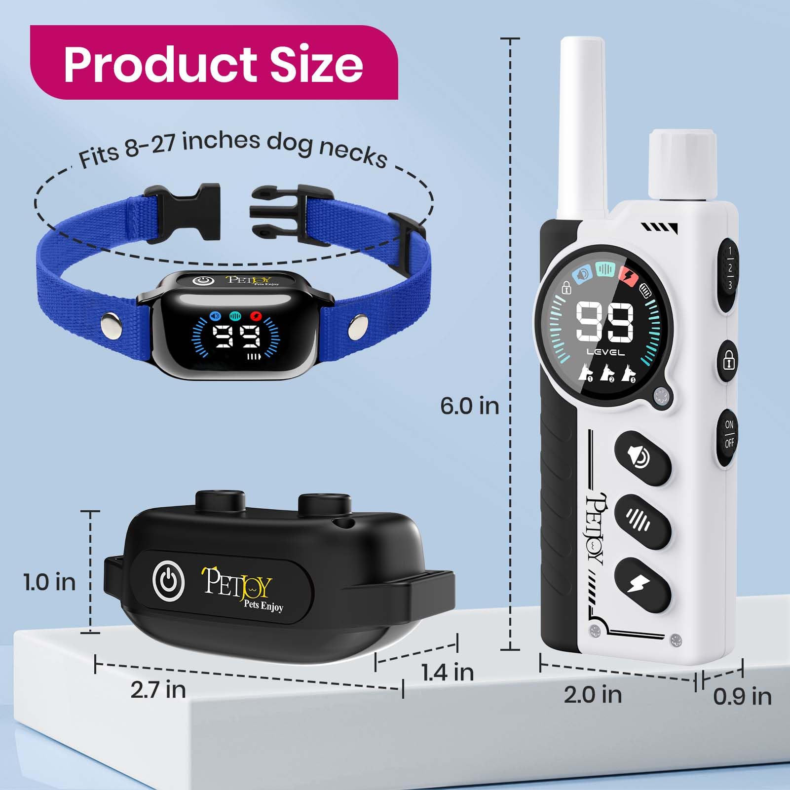 PetJoy 4,000 ft range graphic for park and yard training.