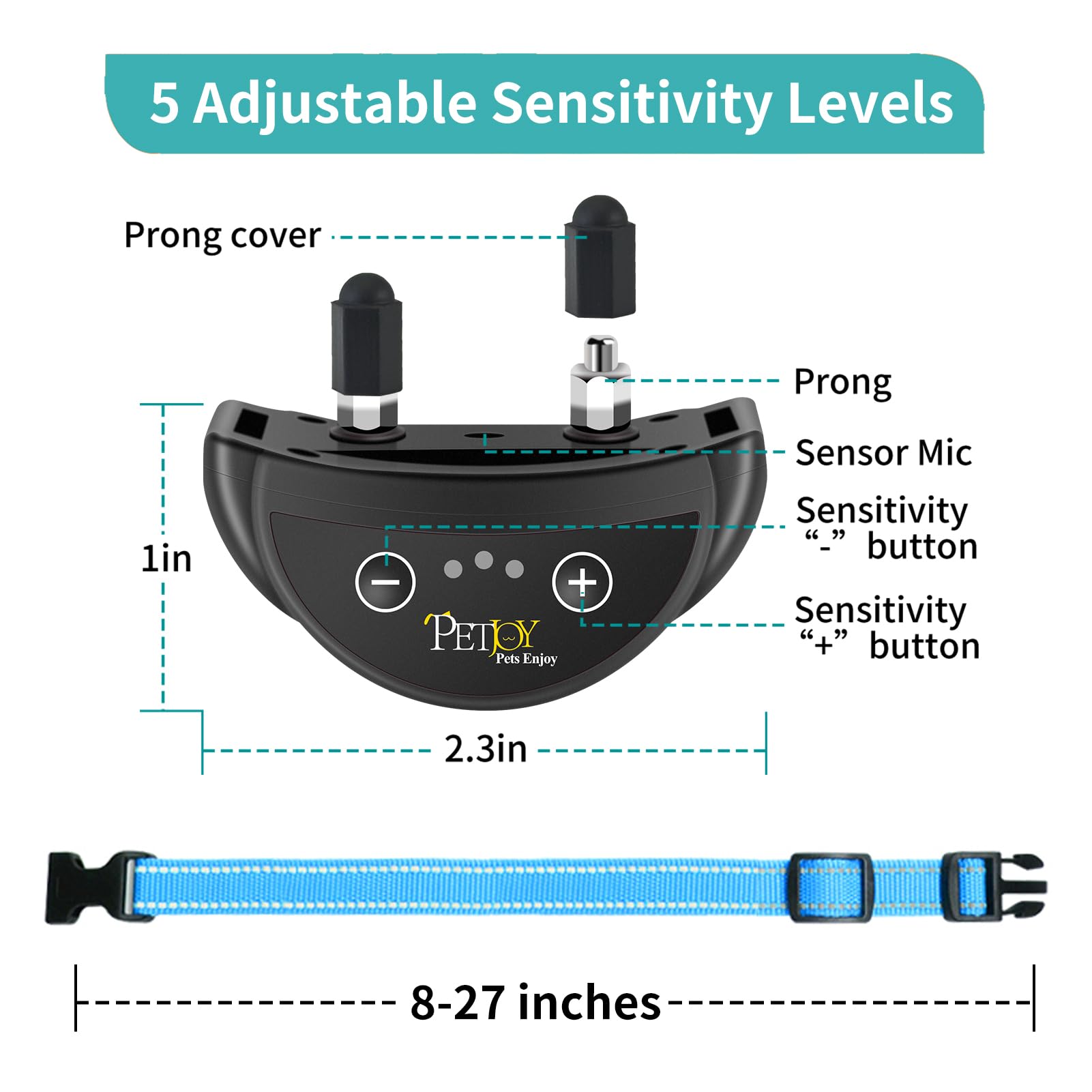 PetJoy IPX7 waterproof bark collar ready for rain and swimming sessions