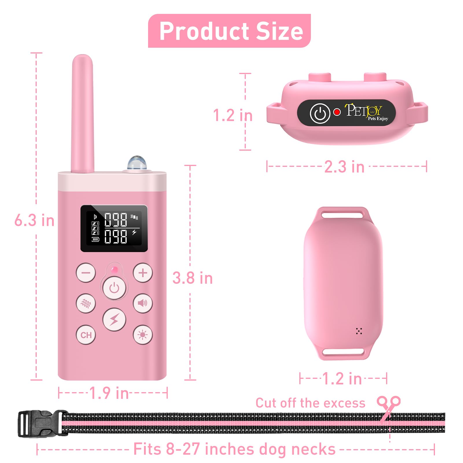PetJoy long-lasting battery on remote and receivers for extended sessions.