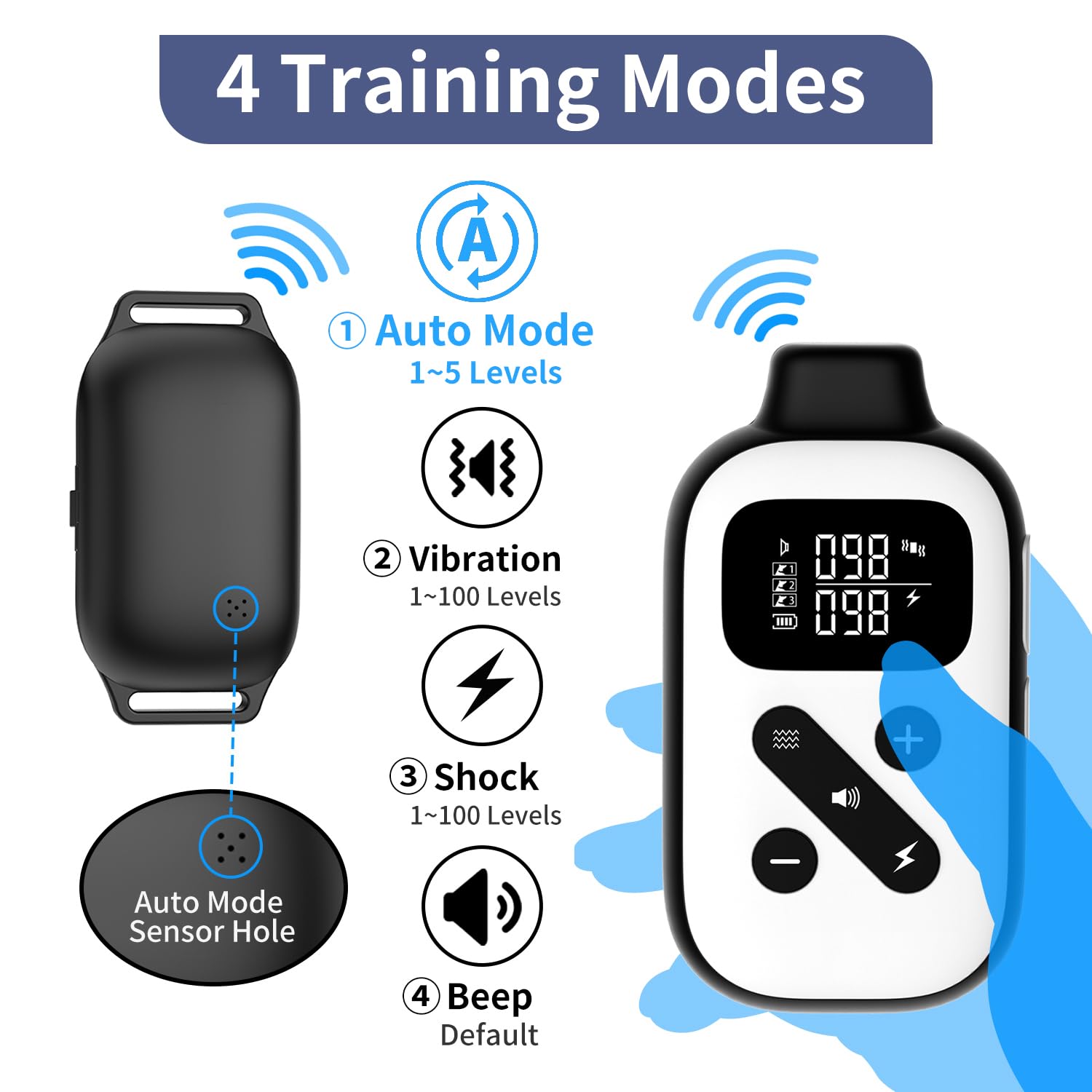 PetJoy shock collar for large dogs with adjustable intensity for precise training