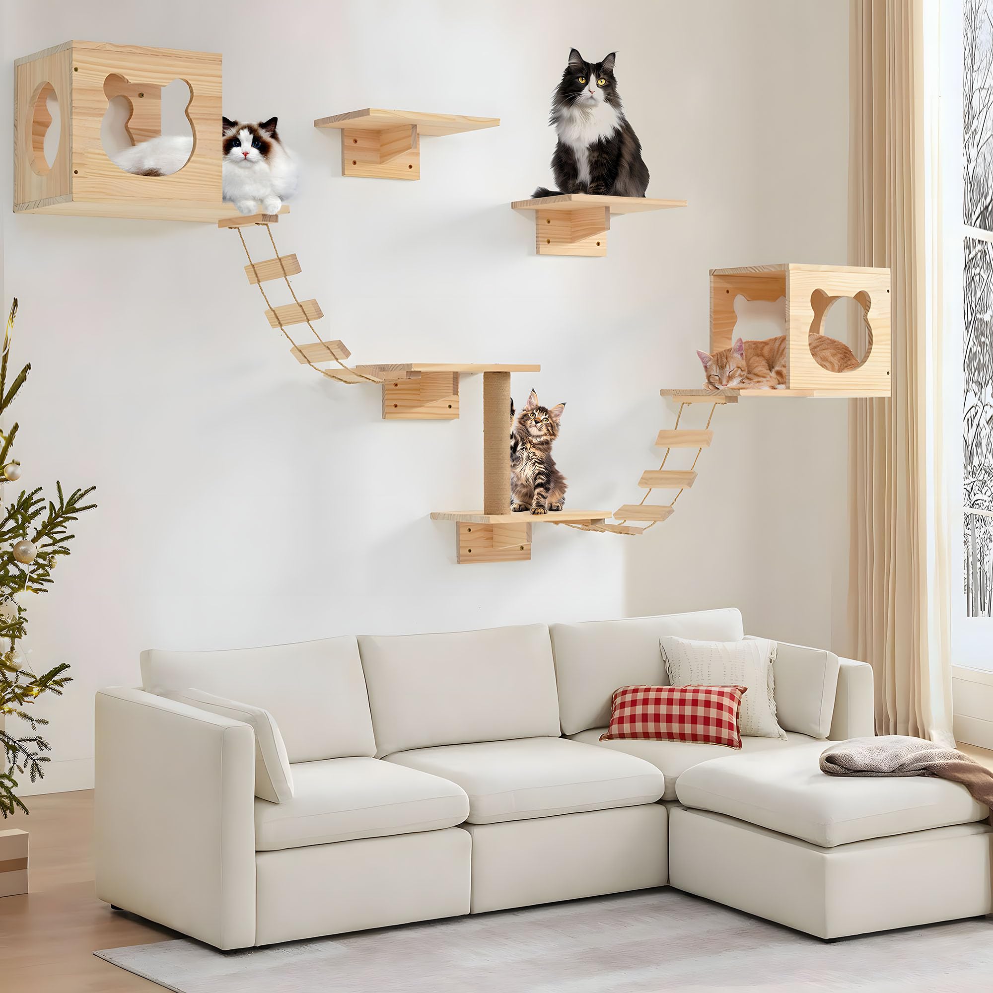 PETKABOO cat wall shelves installation shows easy setup and space-saving design.