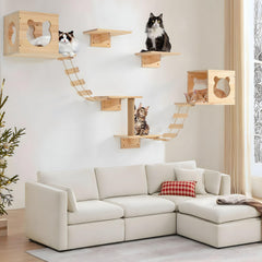 PETKABOO cat wall shelves installation shows easy setup and space-saving design.