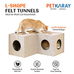 PETKARAY Cat Hideaway Cave interior offers soft felt for comfortable play.