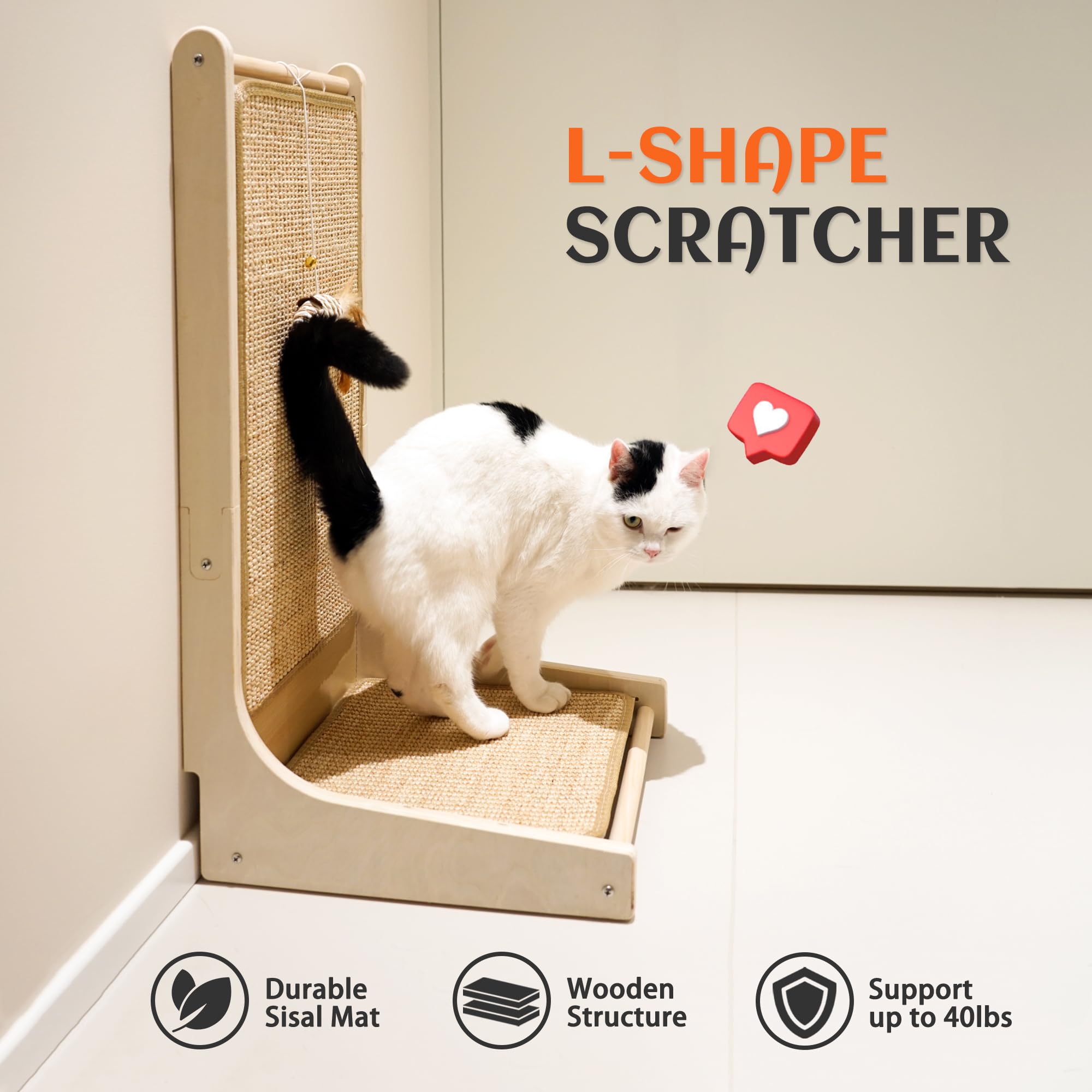 Included mouse toy adds interactive play to scratching sessions.