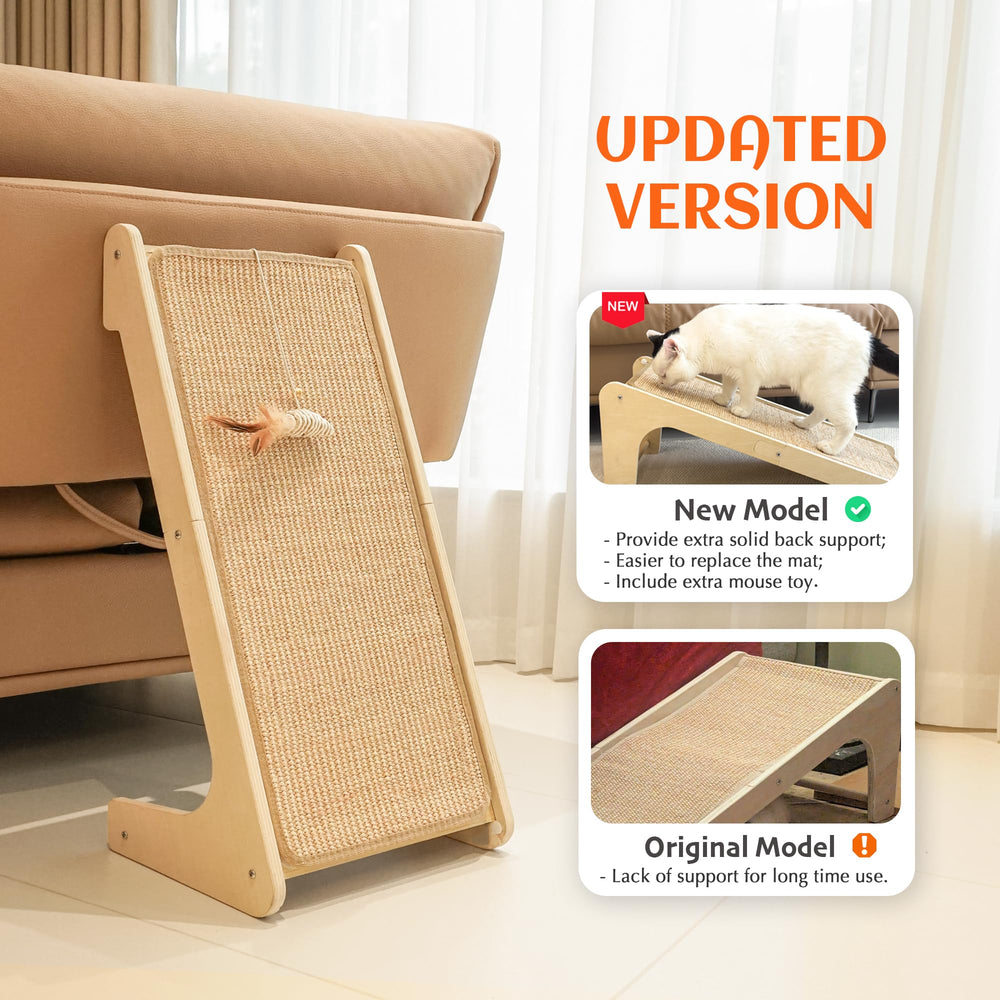 Petkaray cat sisal scratcher ramp wall—space-saving lean-to setup for small rooms.