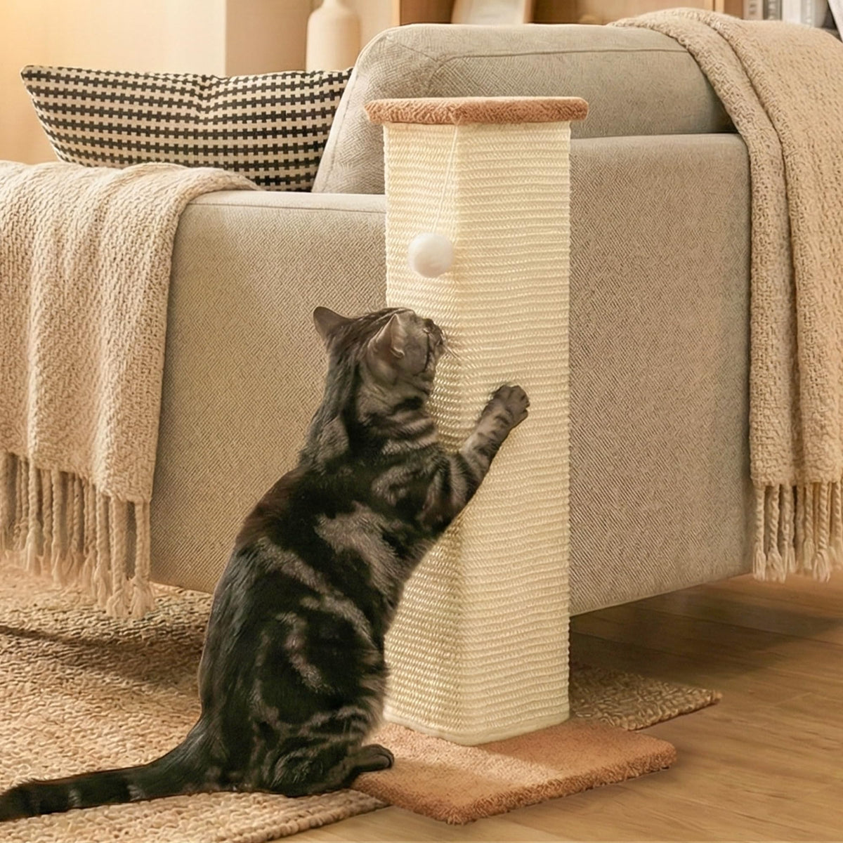 PETKARAY Couch Corner Scratcher shown on a couch, protecting furniture.