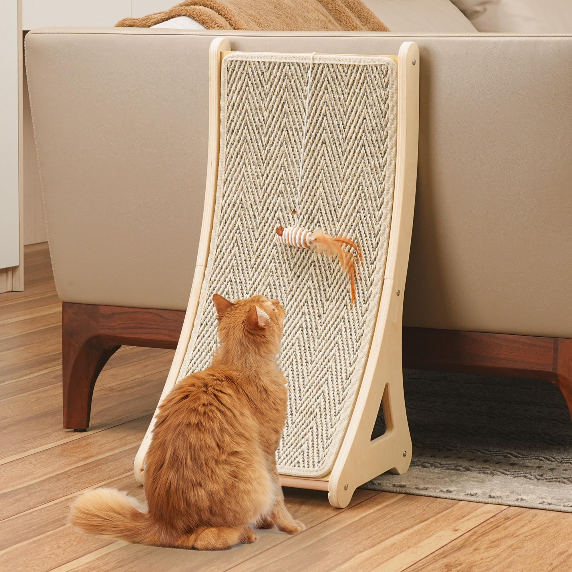PETKARAY curved cat scratcher with natural sisal surface for durable indoor scratching
