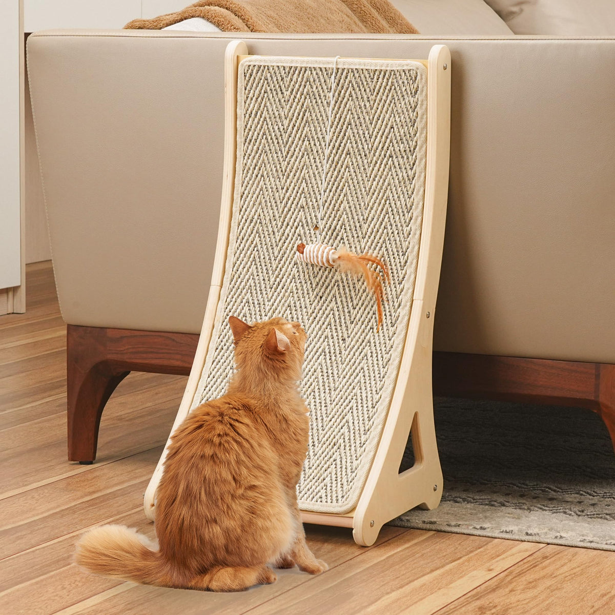 PETKARAY curved cat scratcher with natural sisal surface for durable indoor scratching
