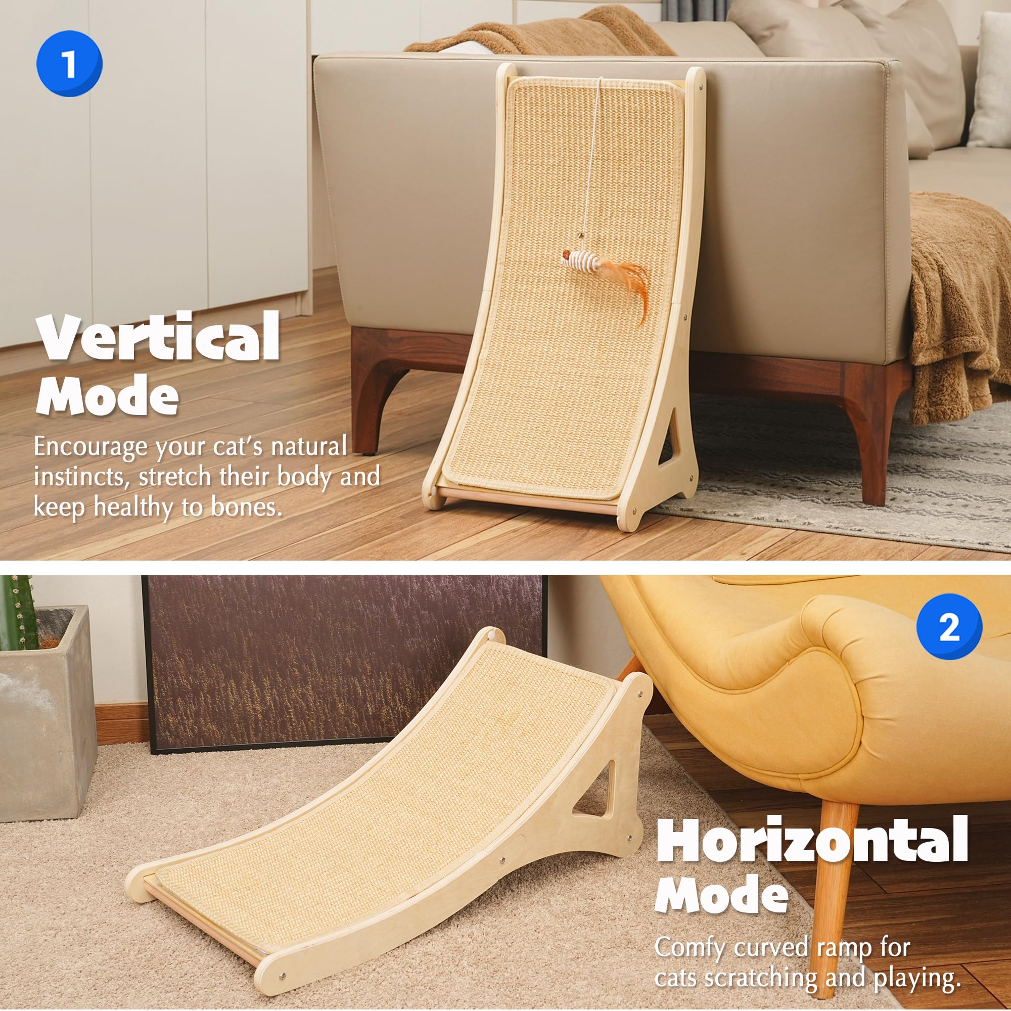 PETKARAY wooden stand provides stable floor-standing use for cats.