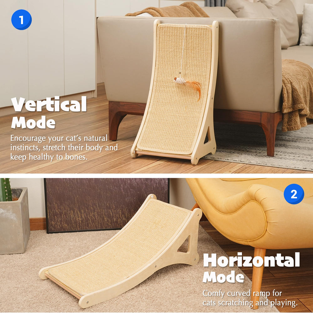 PETKARAY wooden stand provides stable floor-standing use for cats.