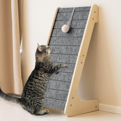 PETKARAY felt cat scratcher with L-shaped design for versatile floor or wall placement.