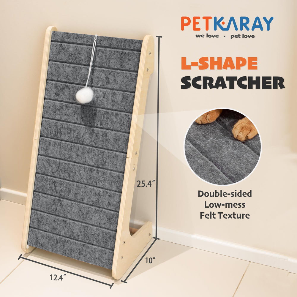 PETKARAY floor-ramp scratcher offers a comfy, claws-friendly surface for daily scratching.