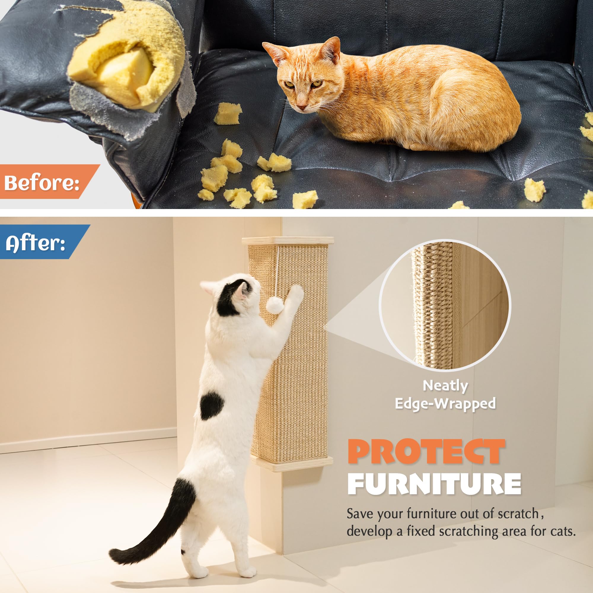 PETKARAY natural sisal wrap supports healthy claws while encouraging regular scratching.