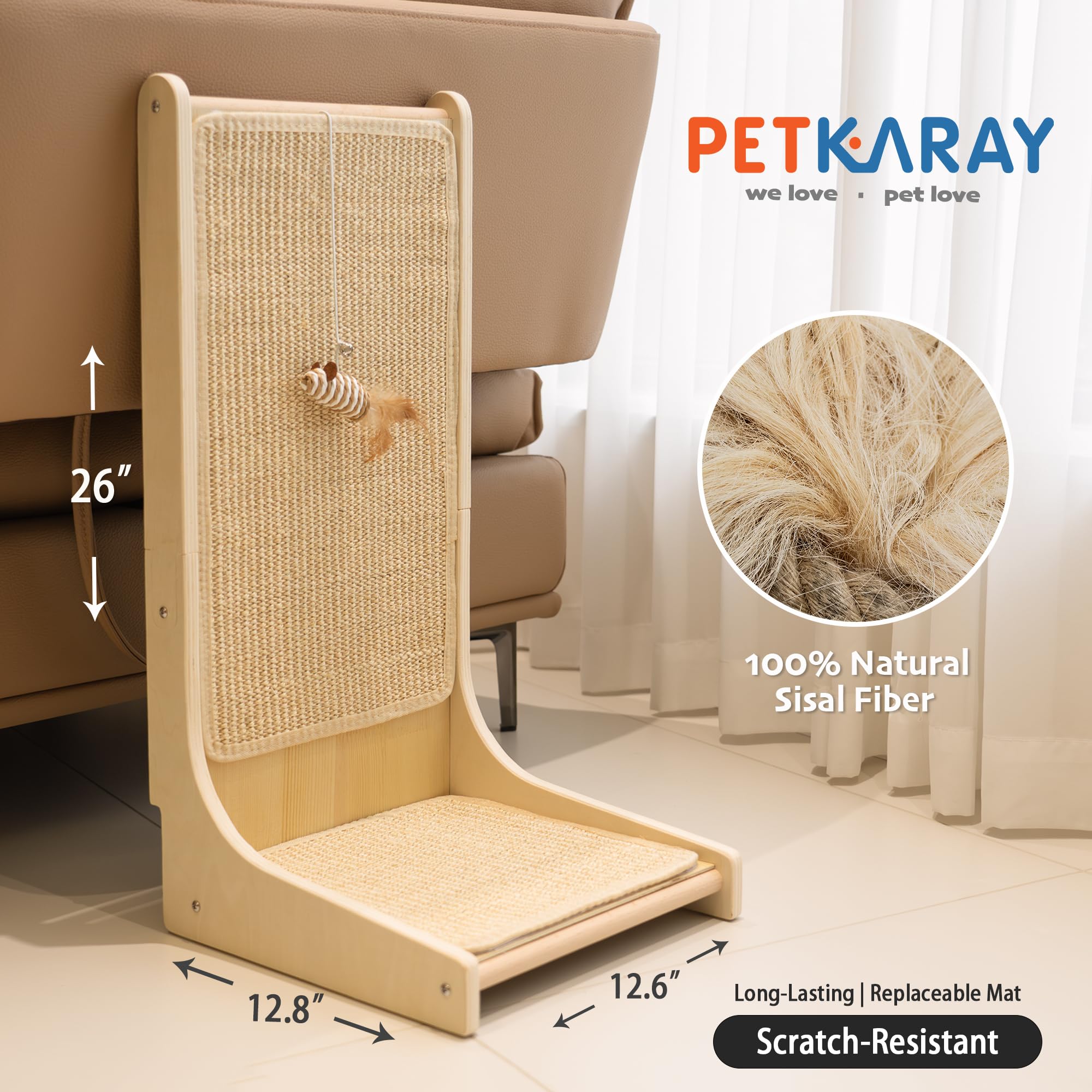 PETKARAY L-shape scratcher design provides versatile placement and space efficiency.