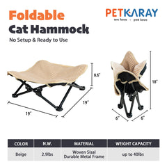 PETKARAY sisal hammock bed on an elevated frame for comfort