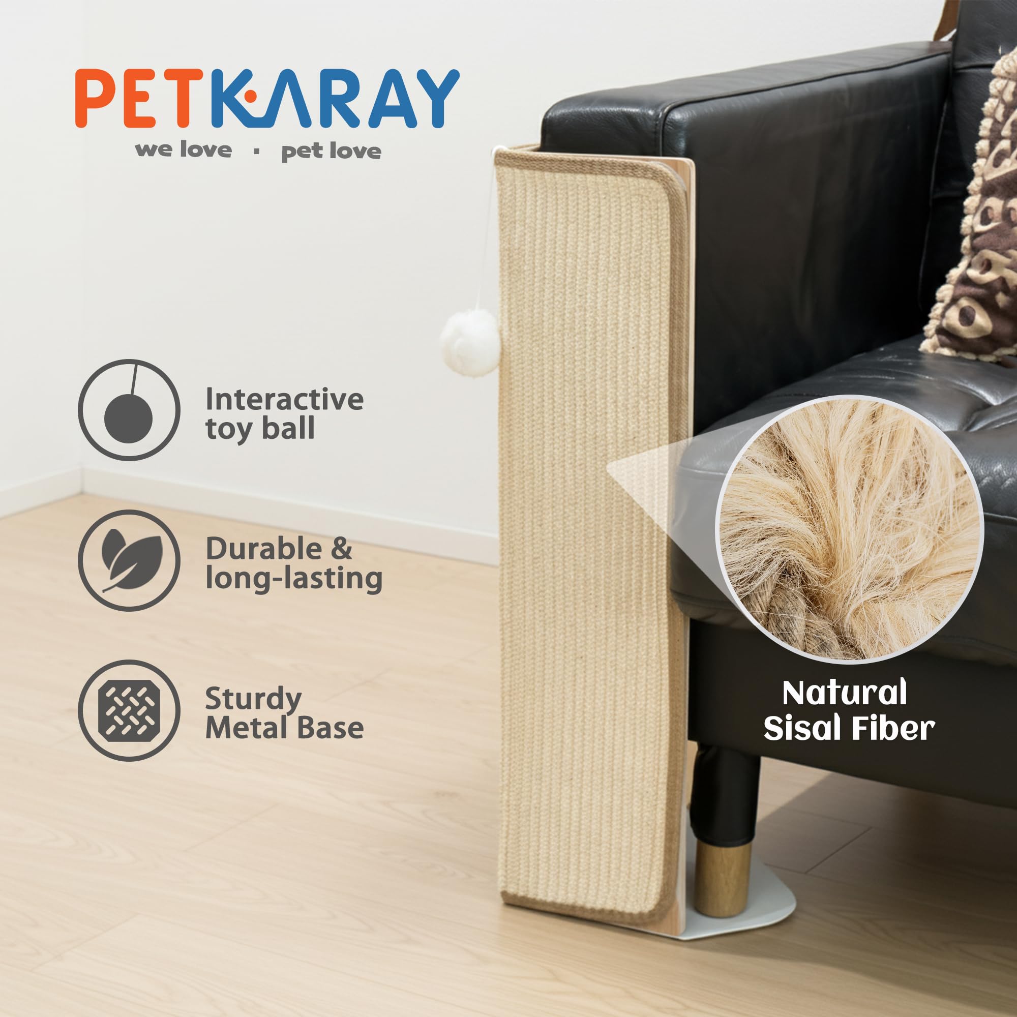 PETKARAY sisal scratching panel close-up for claws.
