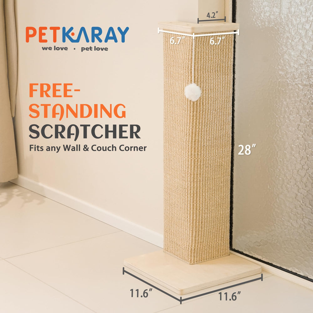 PETKARAY corner wall scratcher demonstrates space-saving design for rooms with limited space.