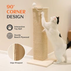 PETKARAY wide wooden base ensures sturdy, wobble-free scratching sessions.