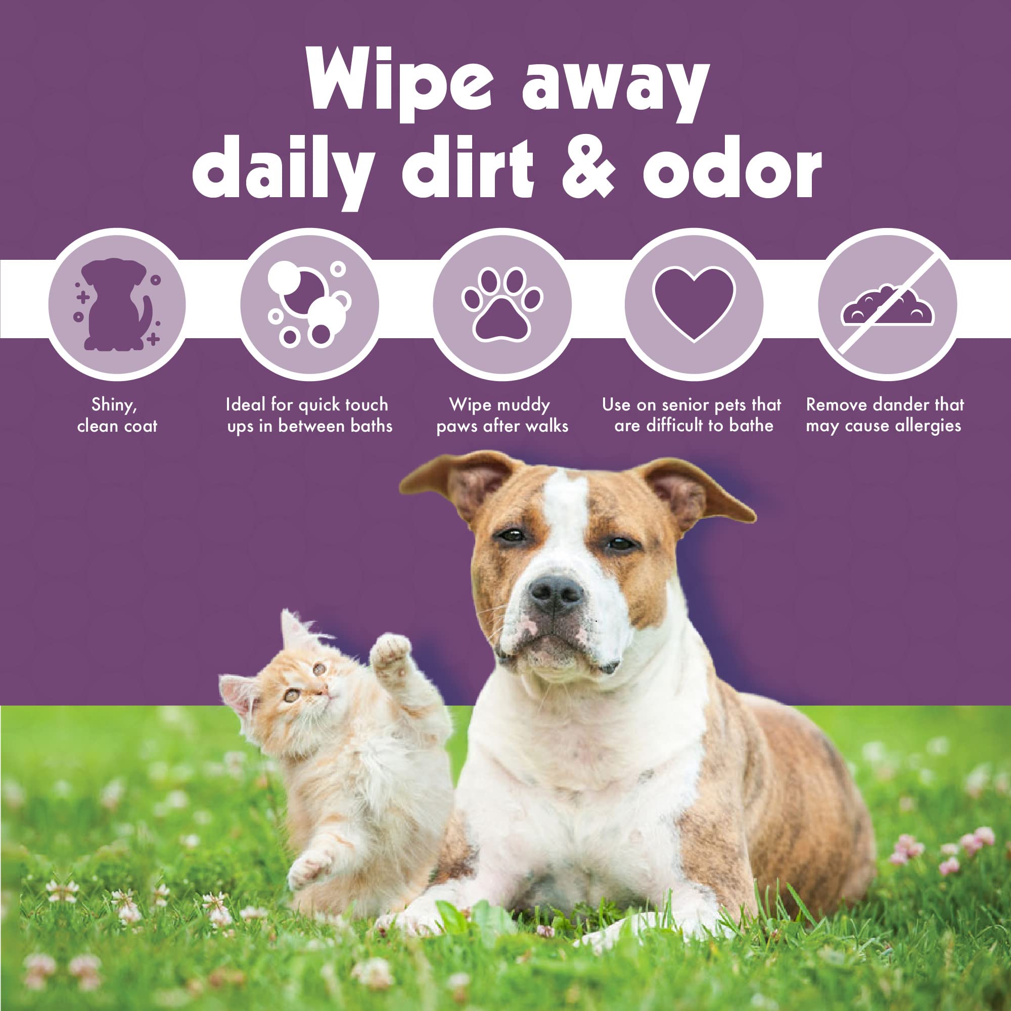 Petkin 7x5-inch wipes sized for broad ear areas.