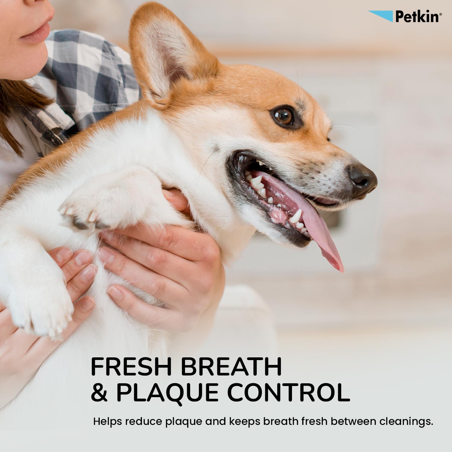 Natural baking soda ingredient in Petkin dental wipes for gentle cleaning.