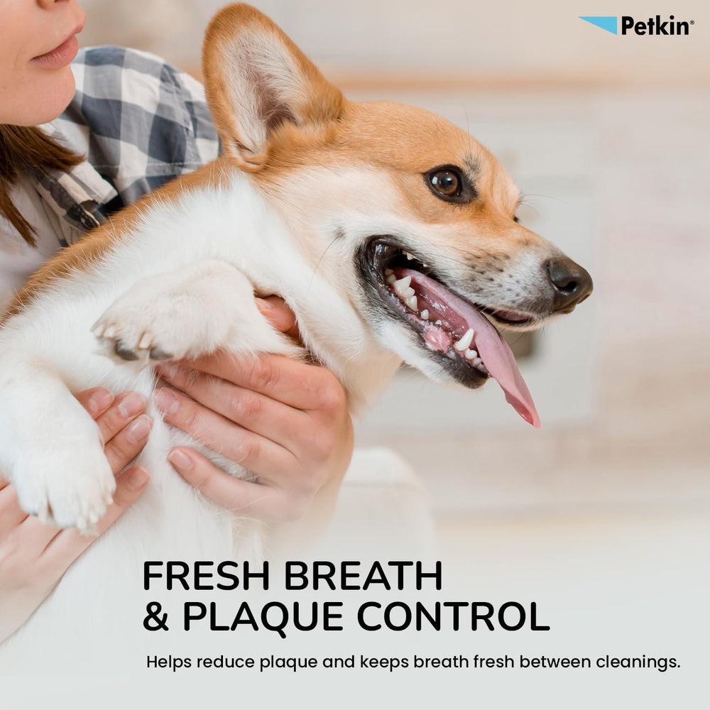 Natural baking soda ingredient in Petkin dental wipes for gentle cleaning.
