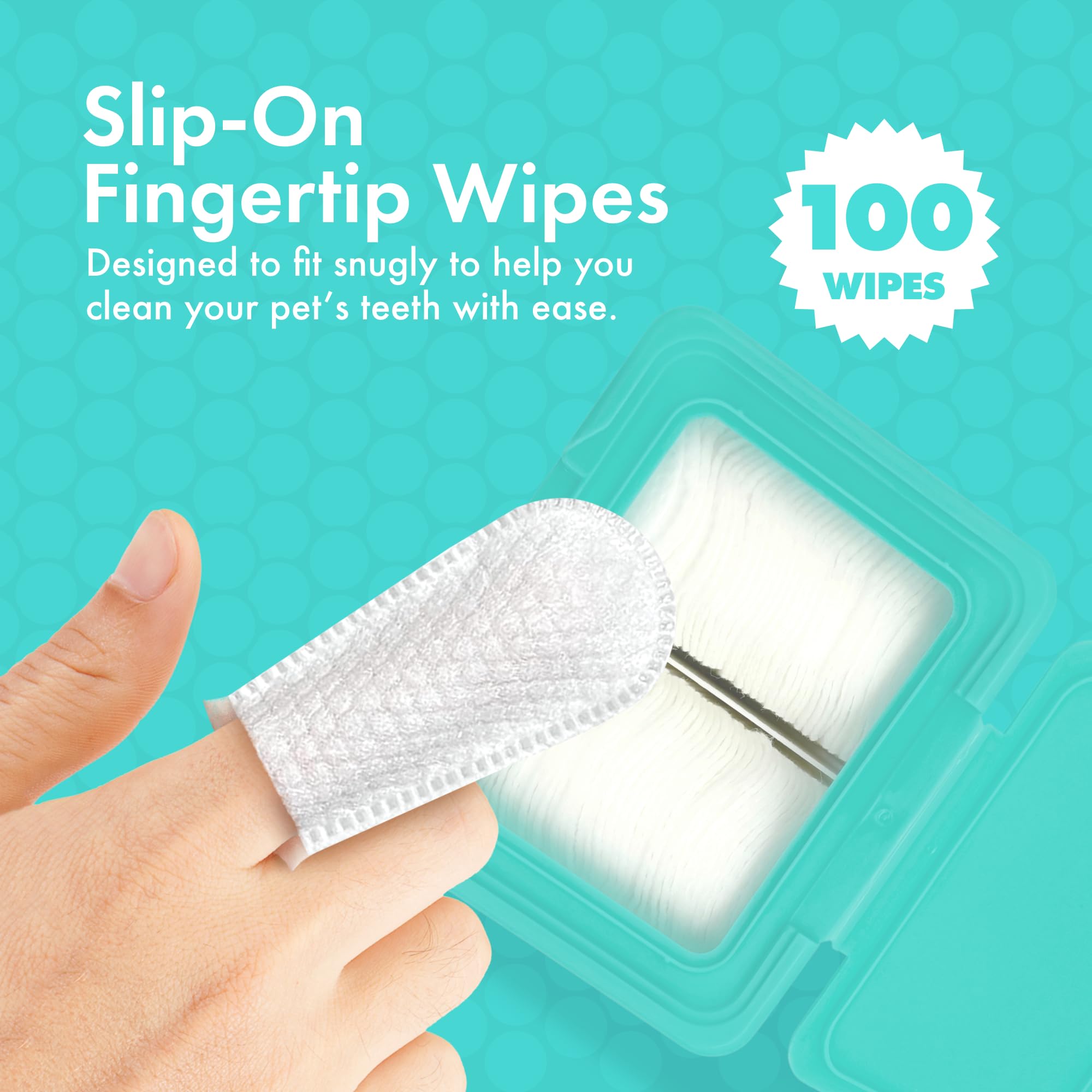 Petkin Fingertip Tooth Wipes fresh mint scent supports breath refreshment.