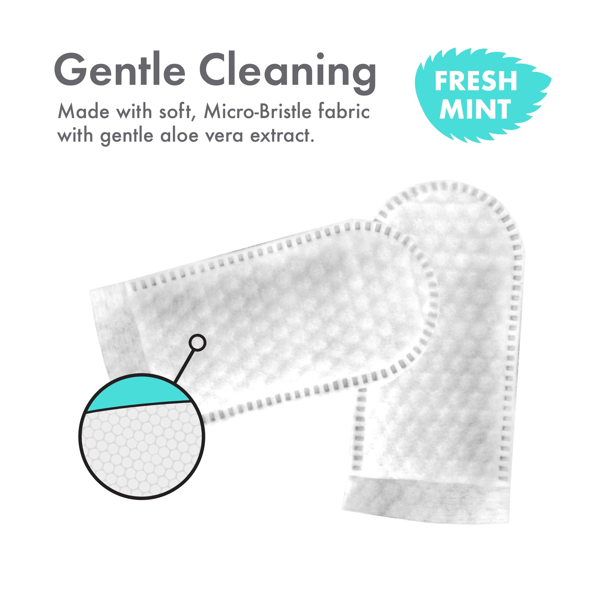Petkin Fingertip Tooth Wipes no-rinse required for convenient cleaning.