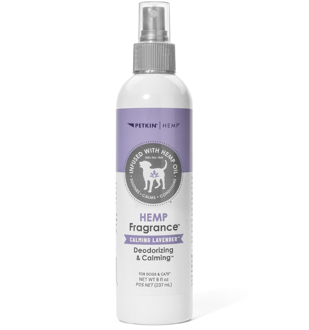 Petkin Hemp Fragrance bottle closeup for quick pet refreshment