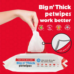 Petkin Pet Wipes convenient for between-bath tidying and odor control.
