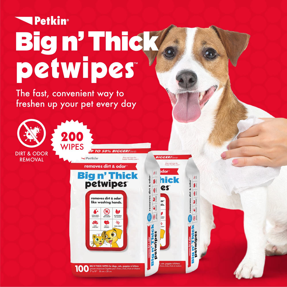 Petkin Pet Wipes for ears, face, and body with gentle cleaning.