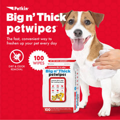 Petkin wipes targeting ears, face, and hind area for fresh look