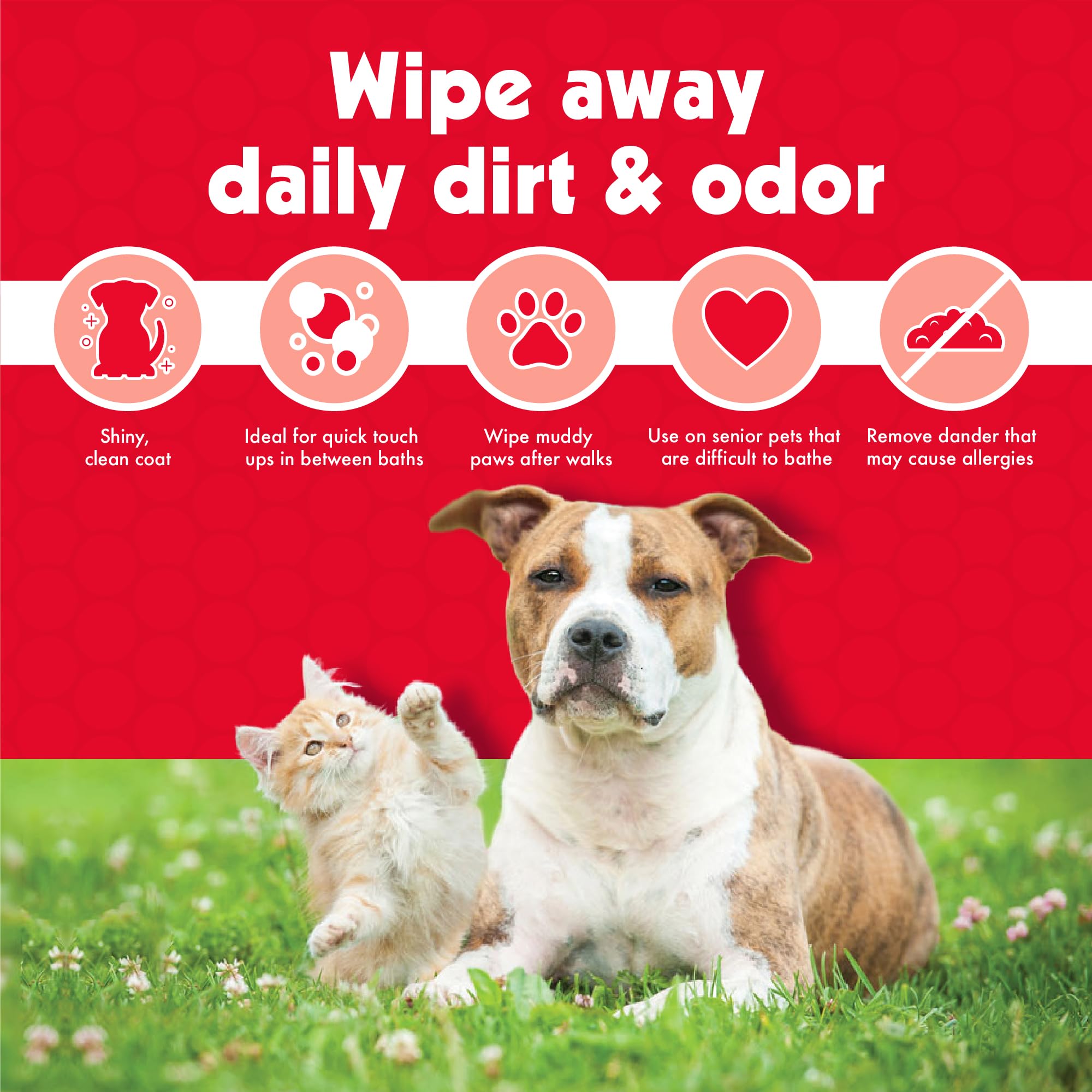 Petkin Pet Wipes easy-open lid for fast tidy-ups on the go.