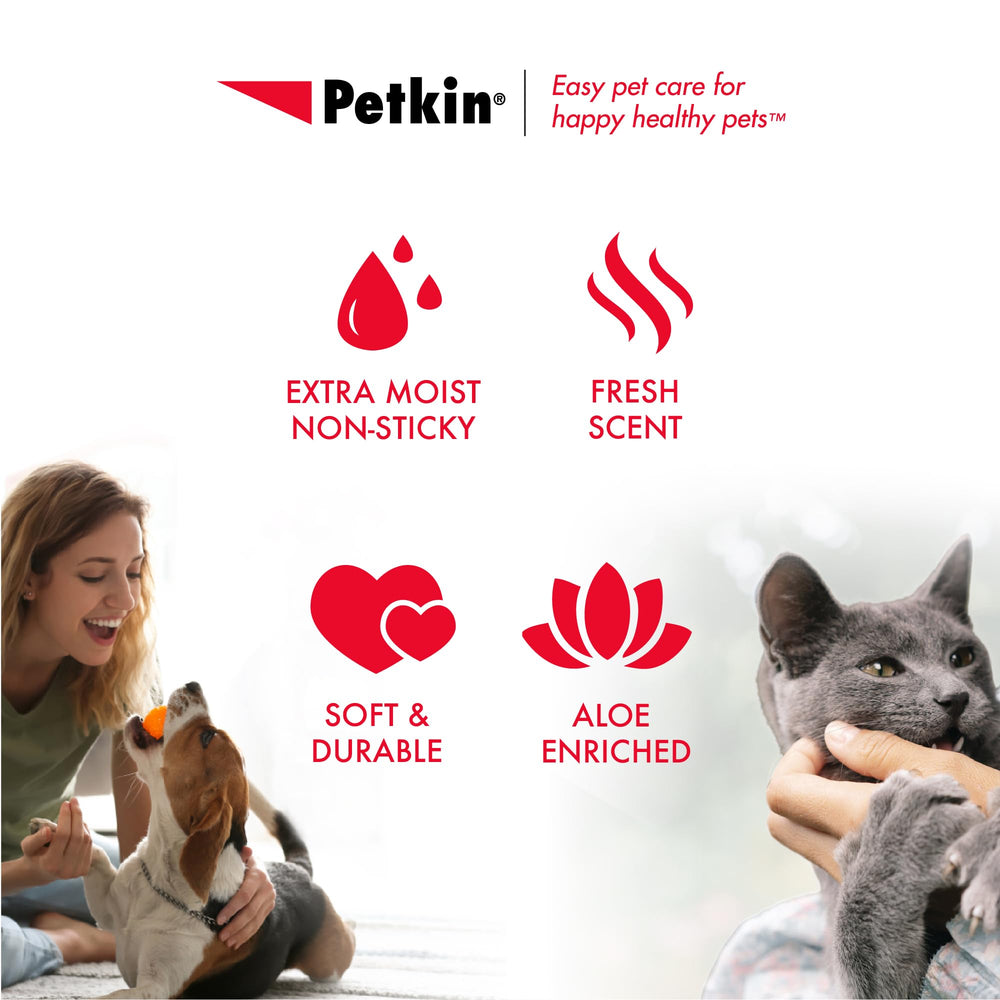 Petkin Pet Wipes cleaning paws after a muddy walk.