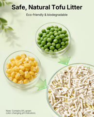 PETKIT 2025 dust-free tofu litter macro shot emphasizes low-dust experience.