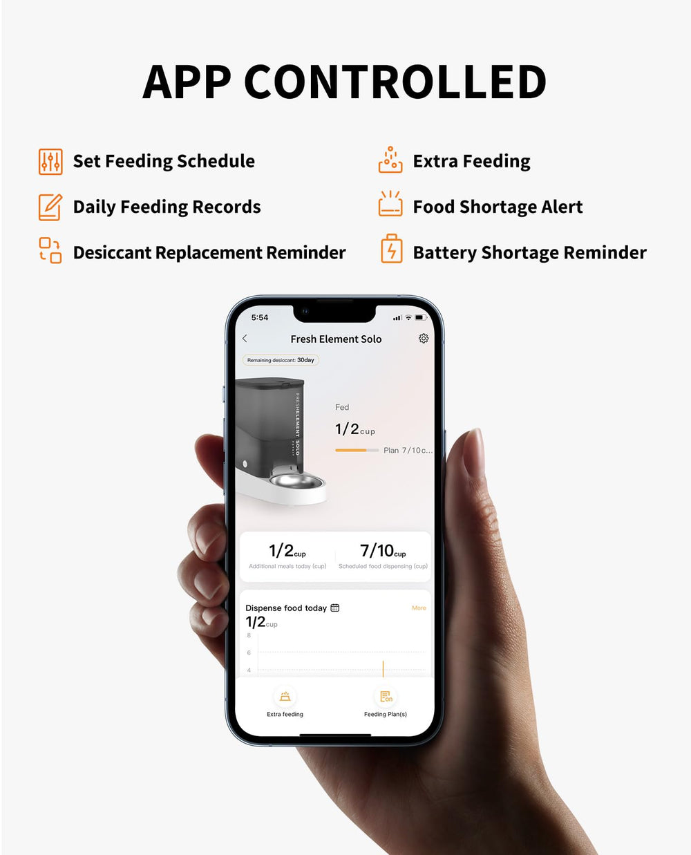 PETKIT app control interface enables remote feeding management.