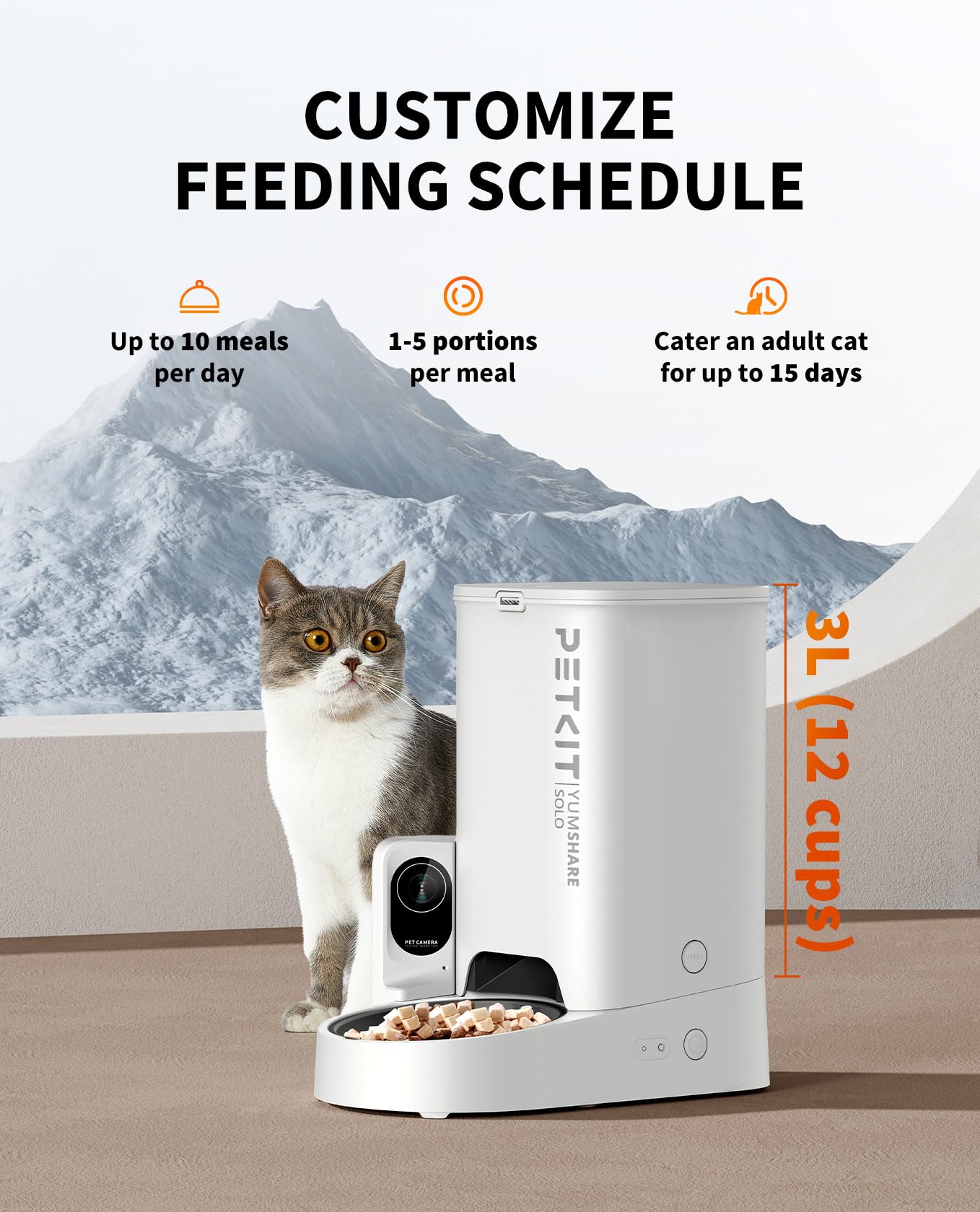 PETKIT fresh-lock system with desiccant bag keeps kibble dry.
