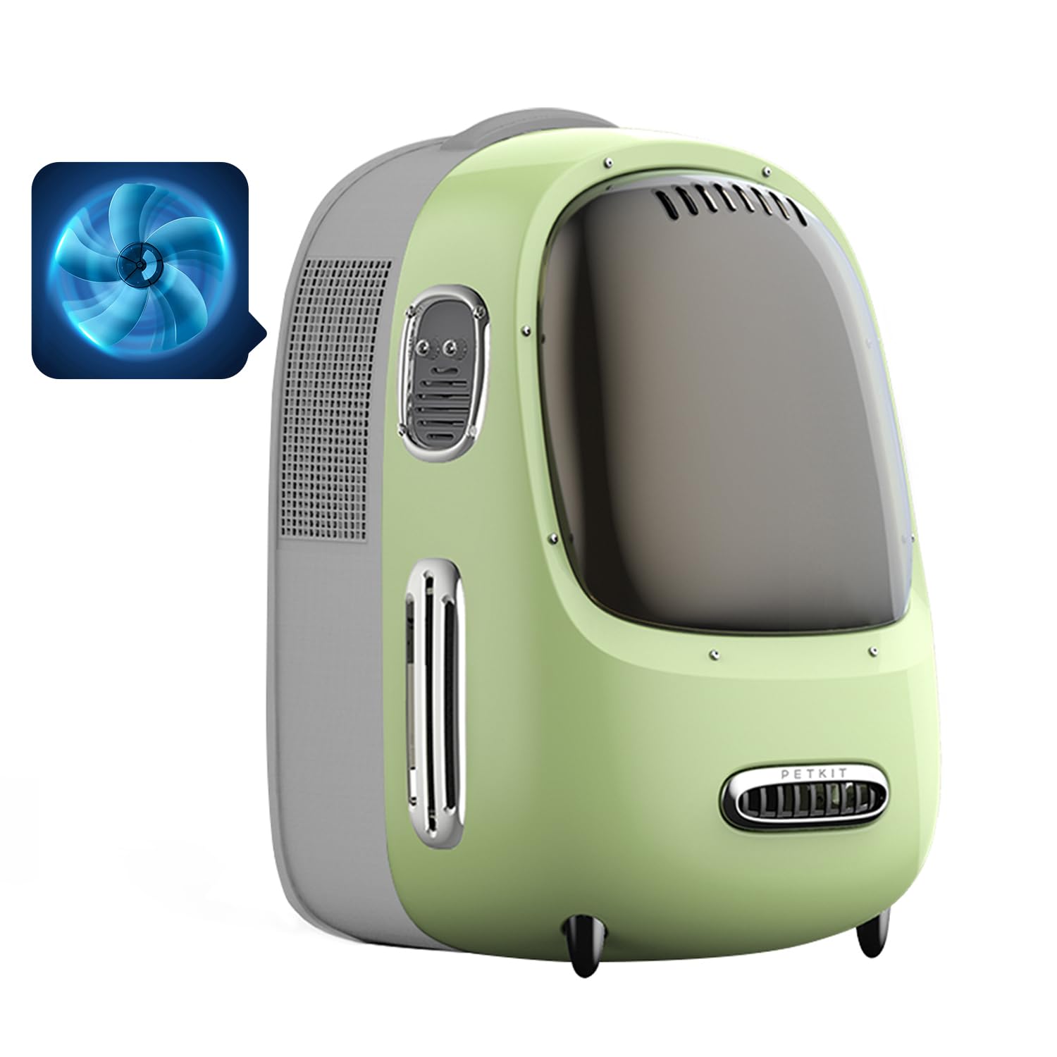PETKIT cat backpack with fan and light, open view for easy monitoring.