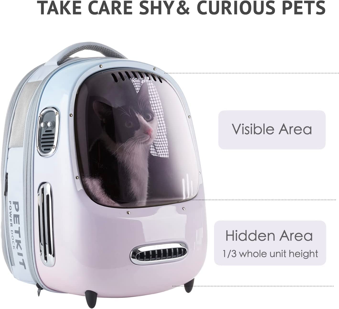 PETKIT Cat Backpack built-in light aids nighttime visibility for your pet.