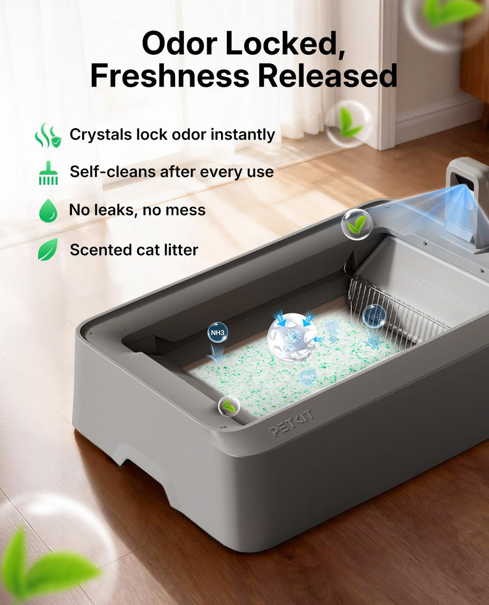 PetKit Crystal Cat Litter tray insert demonstrates quick setup for busy homes.
