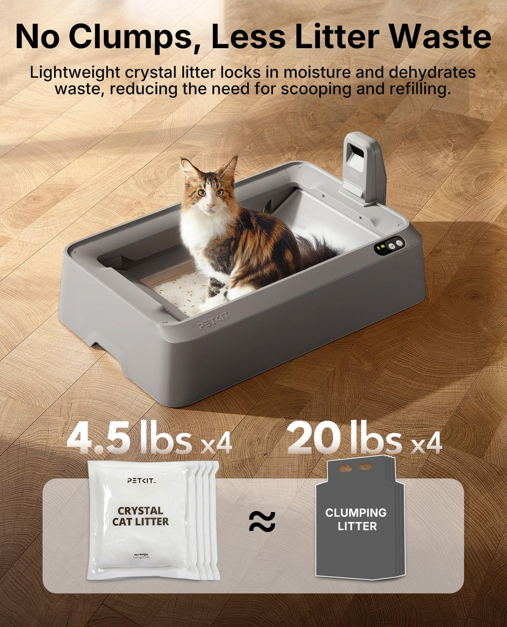 PETKIT Crystal Litter with leak-proof lid prevents moisture escape