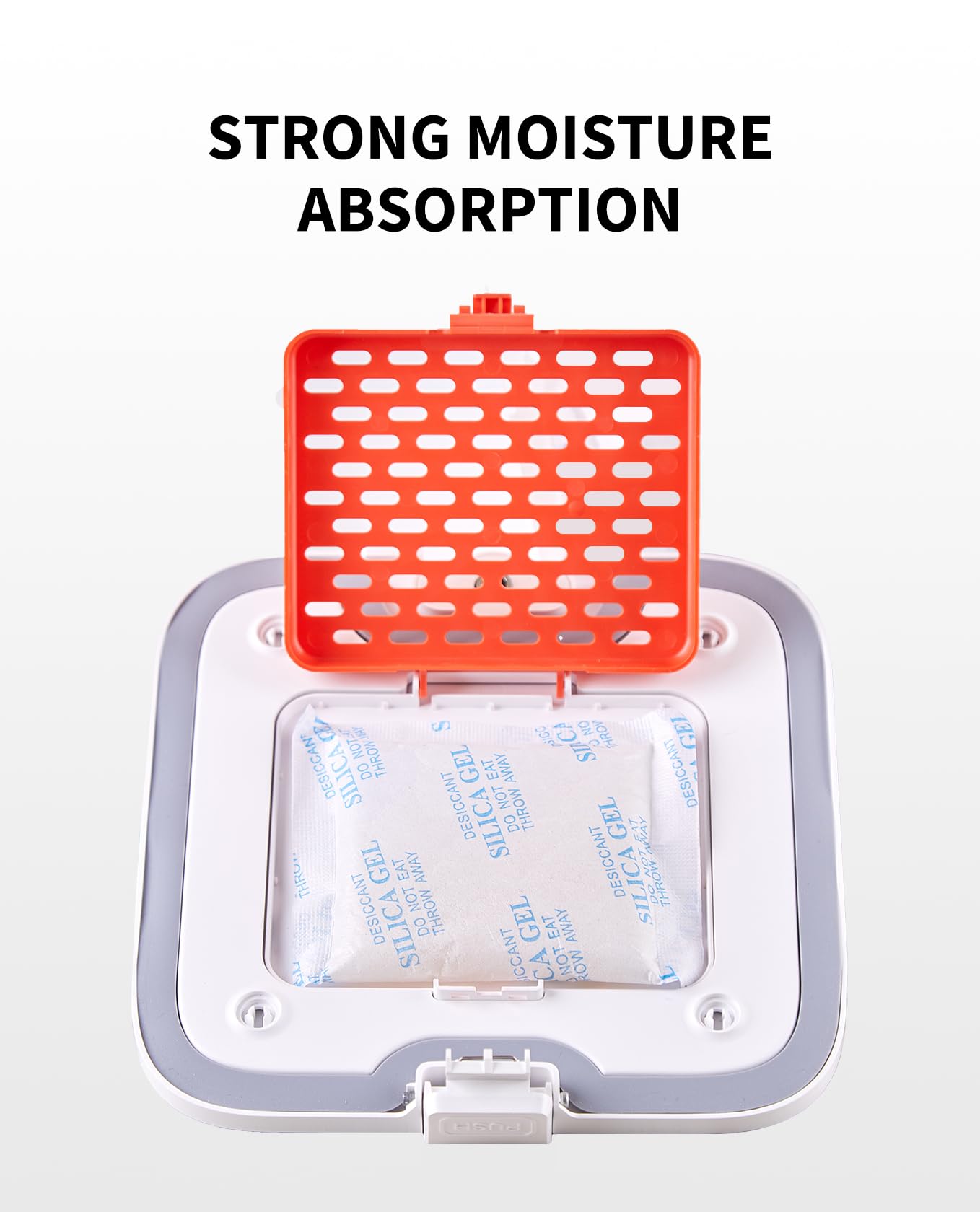 PETKIT desiccant bag closeup showing odorless moisture absorption
