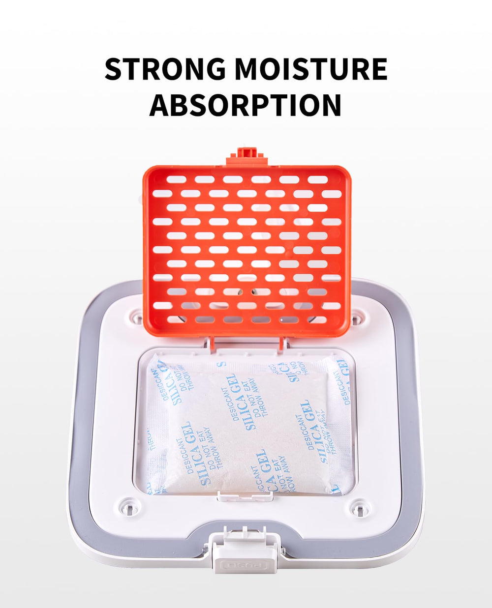 PETKIT desiccant bag closeup showing odorless moisture absorption