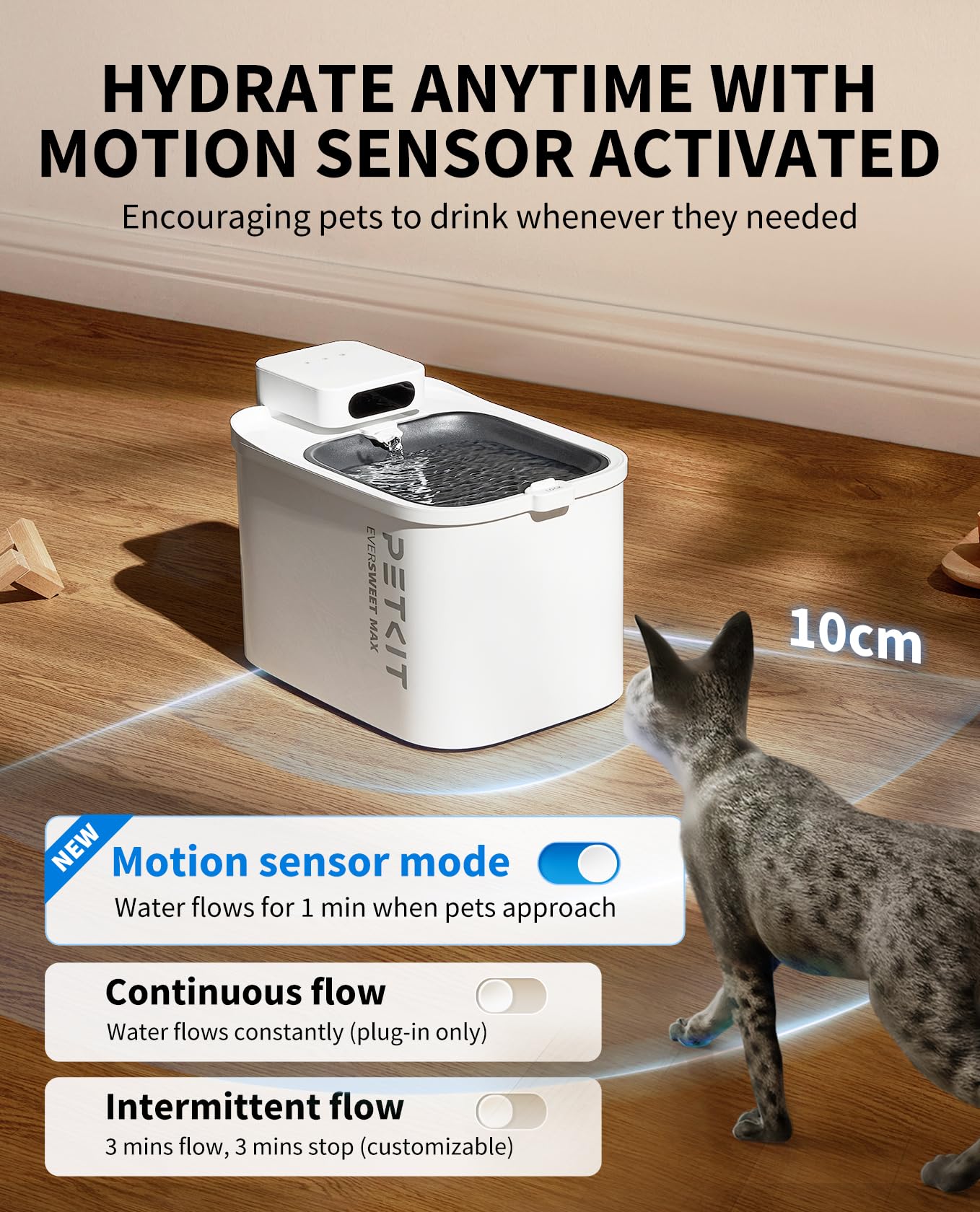 PETKIT EVERSWEET MAX shows 3L capacity suitable for multi-pet households