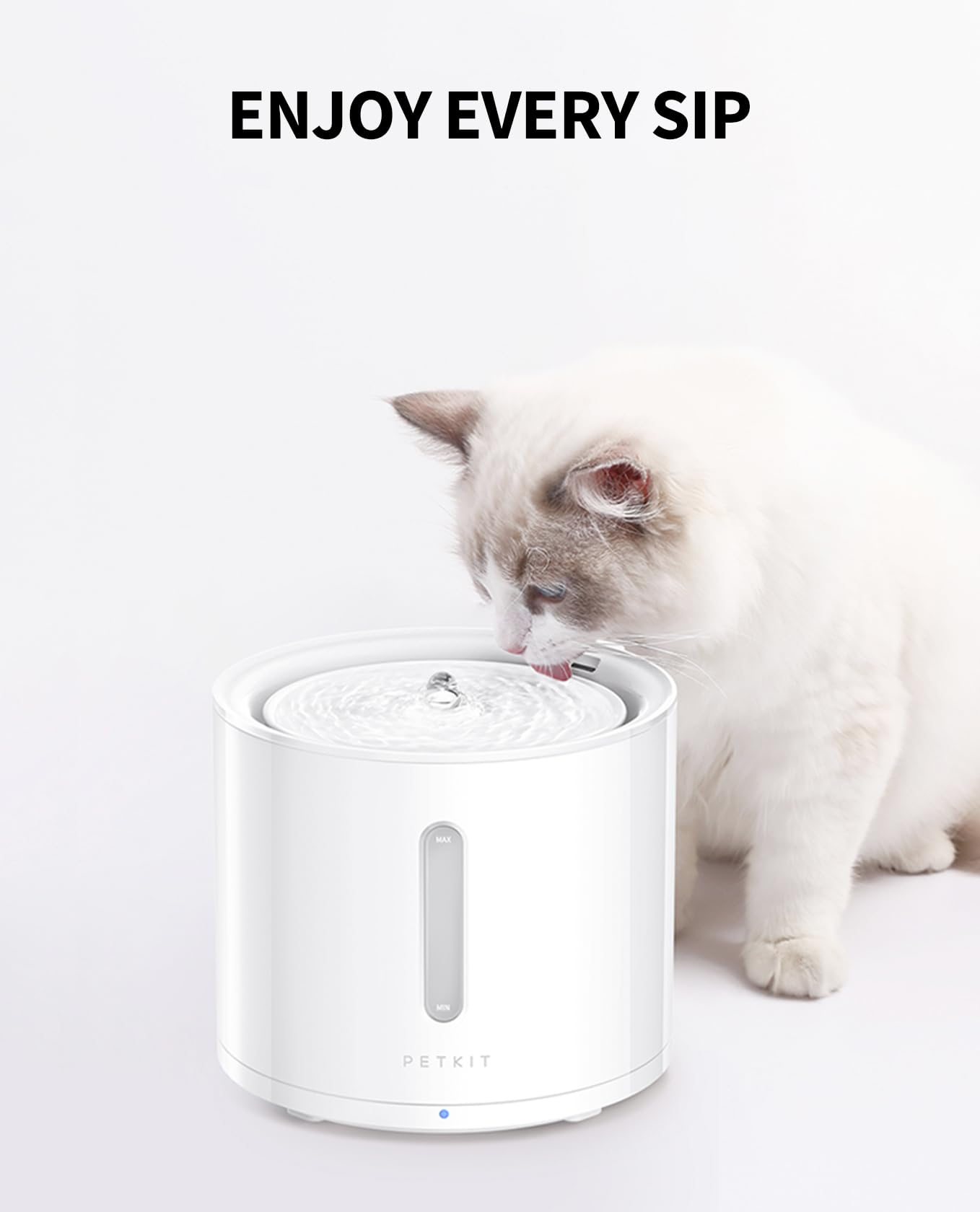 PETKIT fountain LED indicator reminding when to replace the filter.