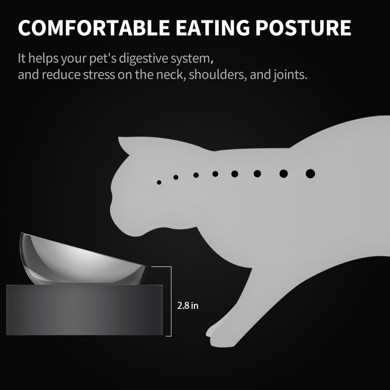 PETKIT 15-degree tilt adjustment for ergonomic eating positions.