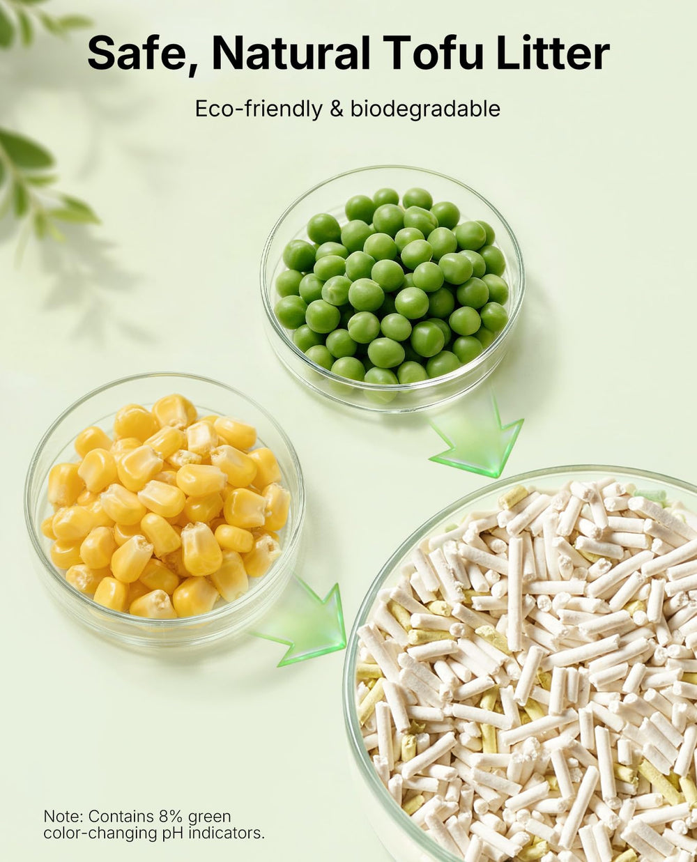 PETKIT Tofu Cat Litter shows flushable clumps for easy disposal in small portions.